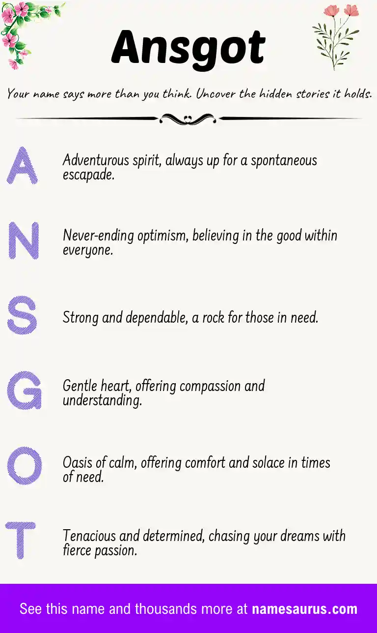 Acrostic poem about Ansgot.