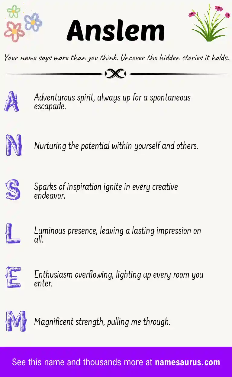 Acrostic poem about Anslem.