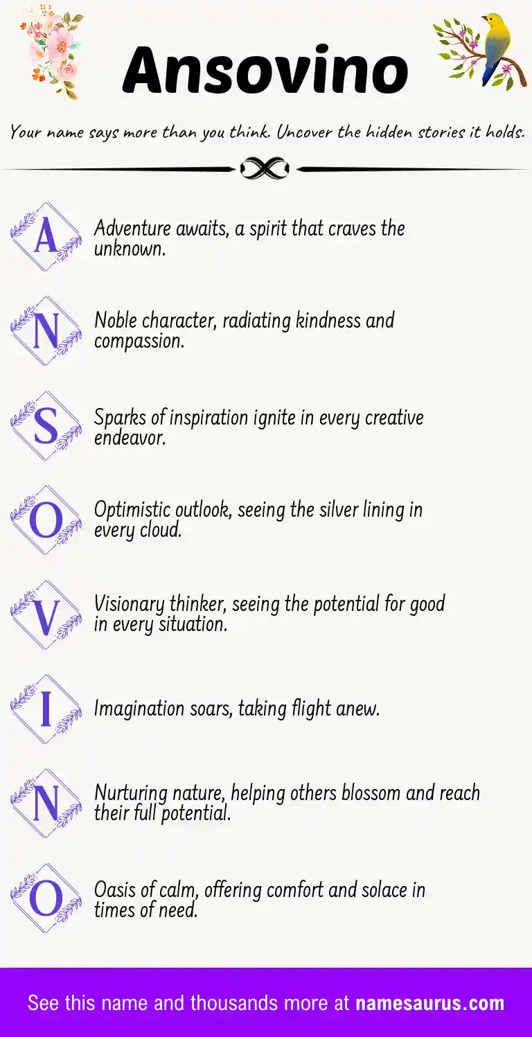 Acrostic poem about Ansovino.