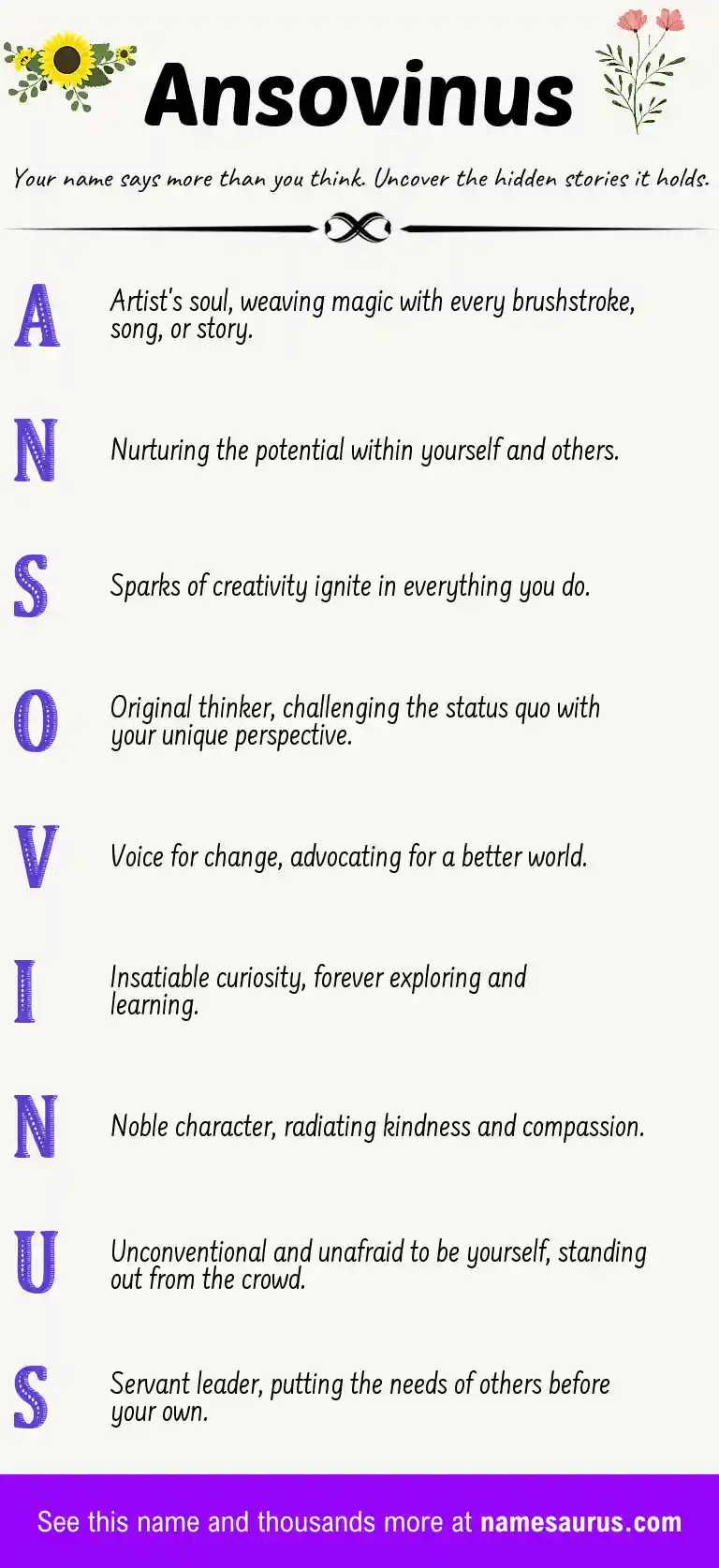 Acrostic poem about Ansovinus.