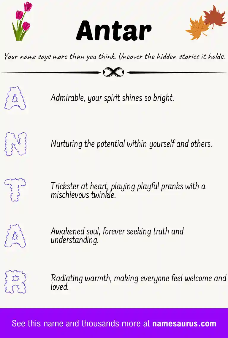 Acrostic poem about Antar.