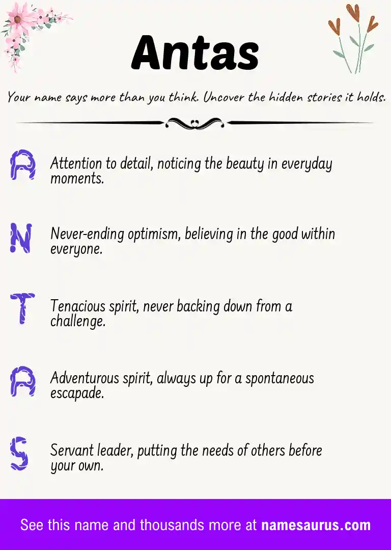 Acrostic poem about Antas.