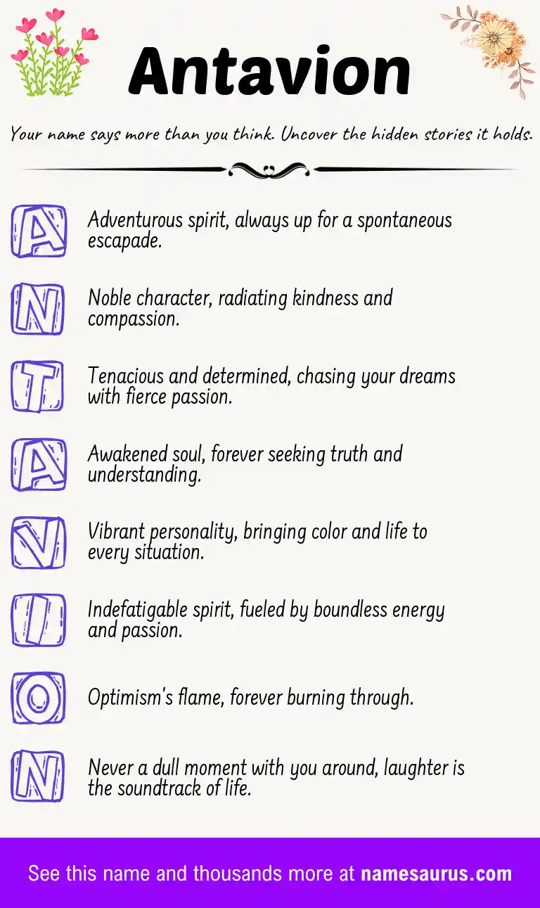 Acrostic poem about Antavion.