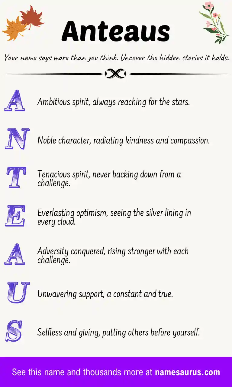 Acrostic poem about Anteaus.