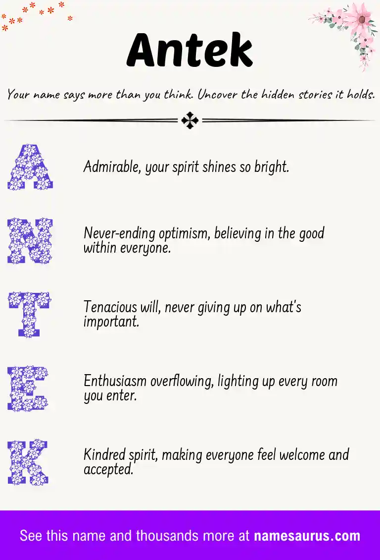 Acrostic poem about Antek.