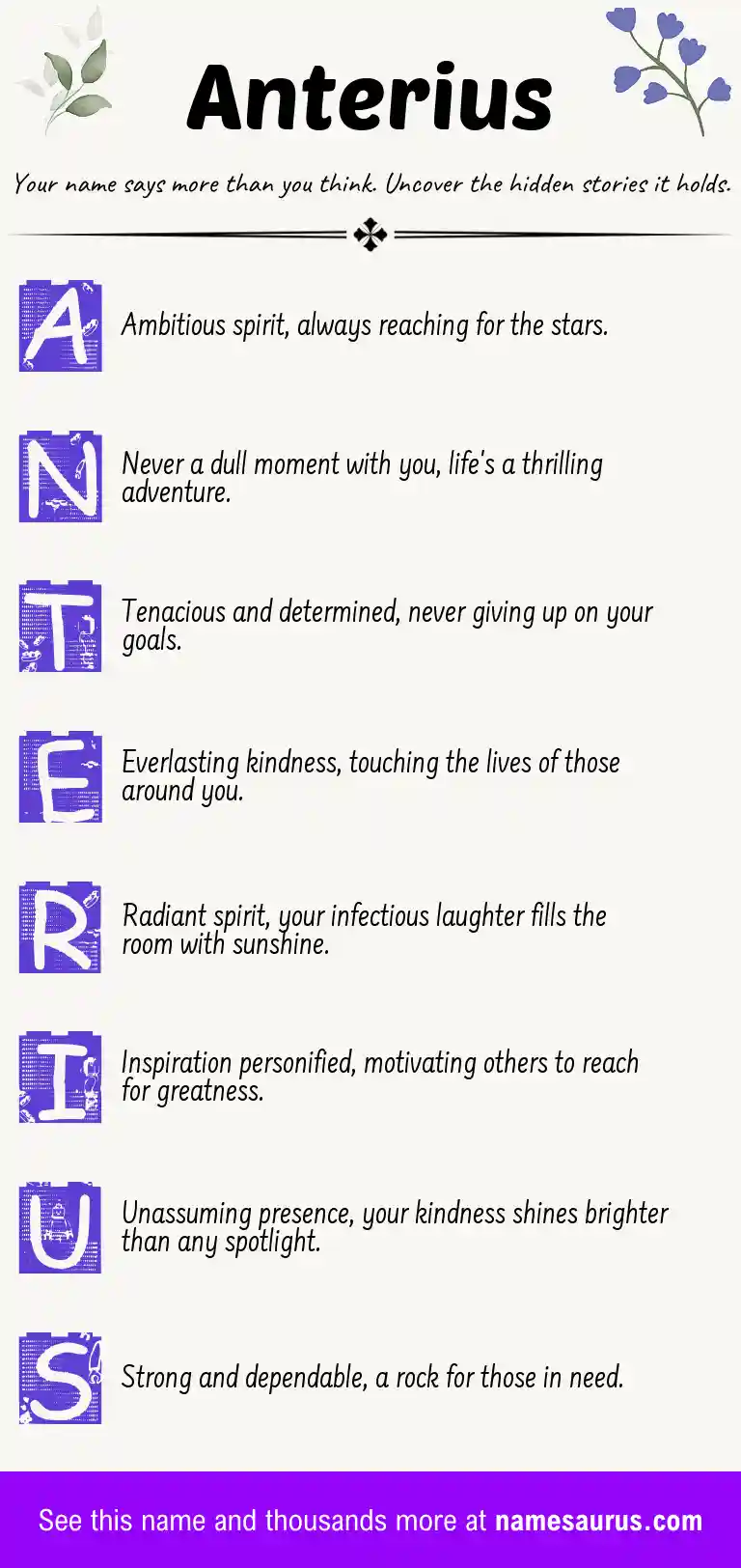 Acrostic poem about Anterius.