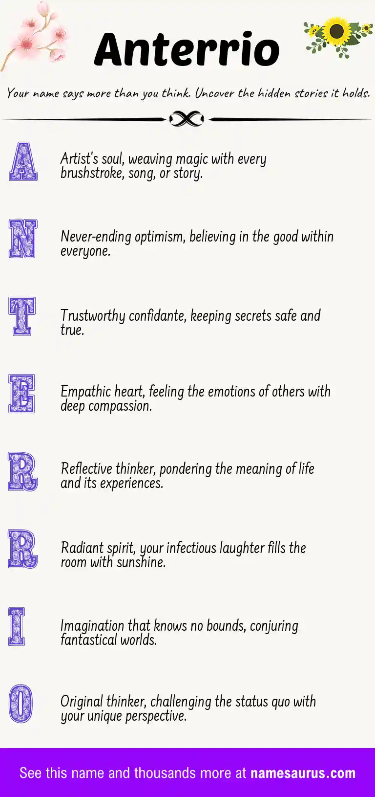 Acrostic poem about Anterrio.