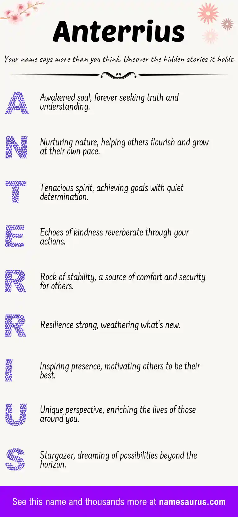 Acrostic poem about Anterrius.