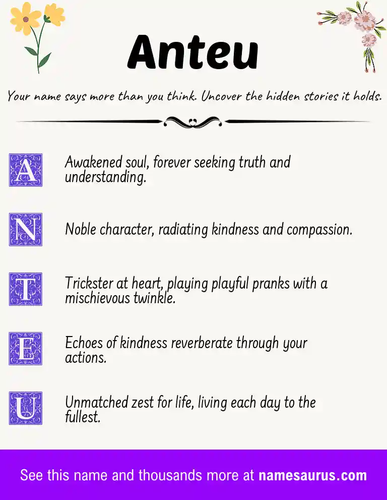 Acrostic poem about Anteu.