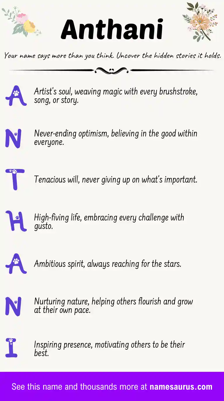 Acrostic poem about Anthani.