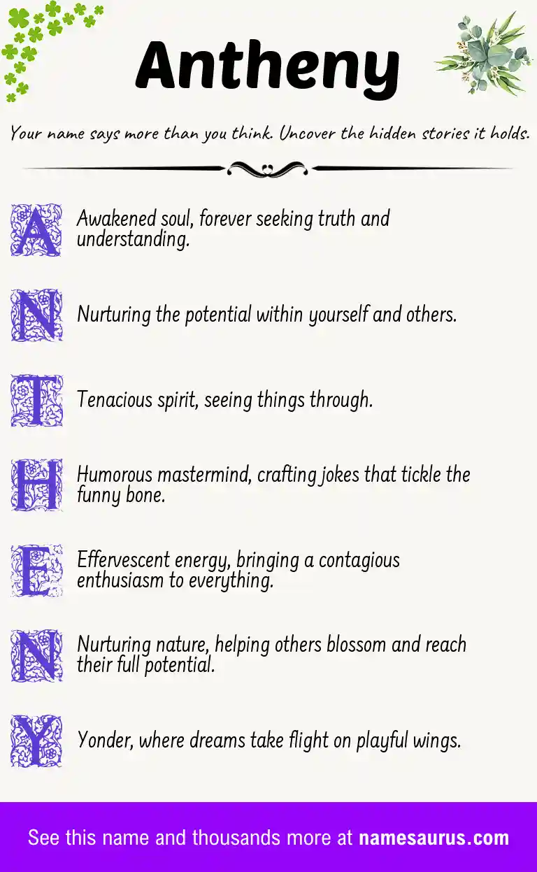 Acrostic poem about Antheny.