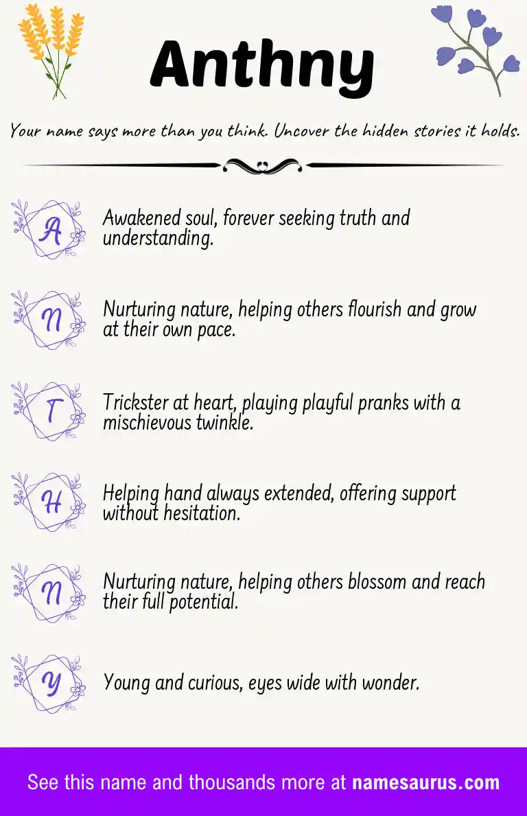 Acrostic poem about Anthny.
