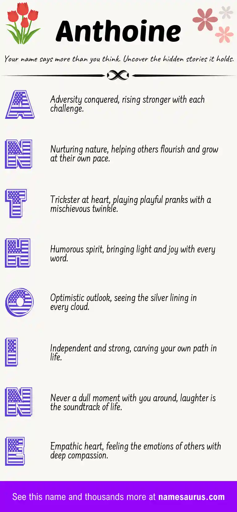 Acrostic poem about Anthoine.