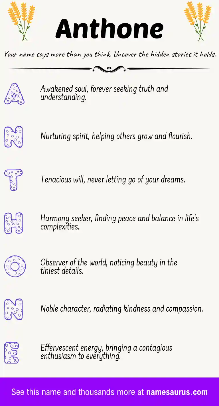 Acrostic poem about Anthone.