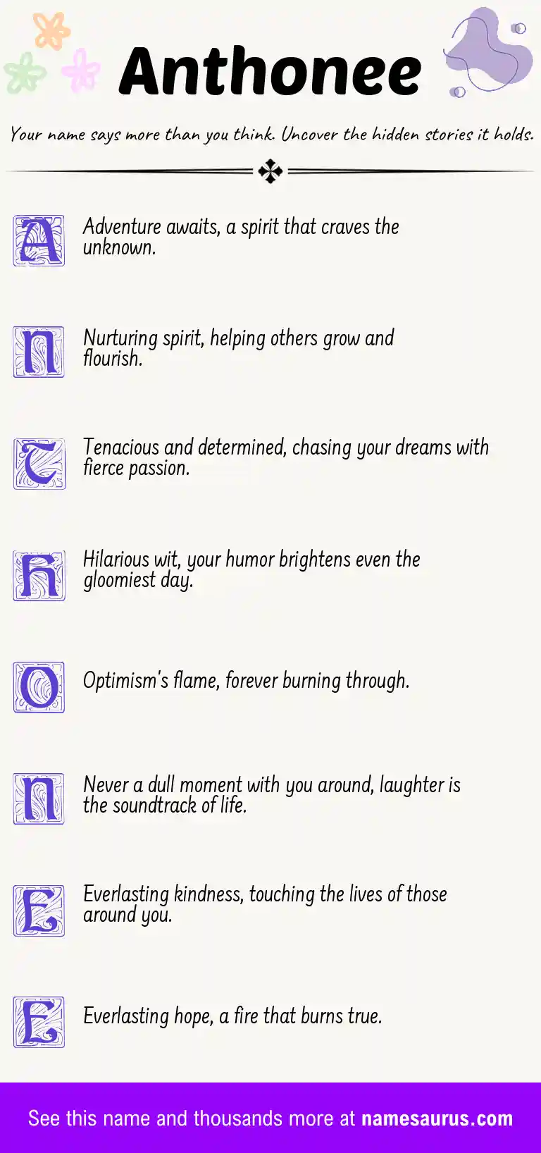 Acrostic poem about Anthonee.