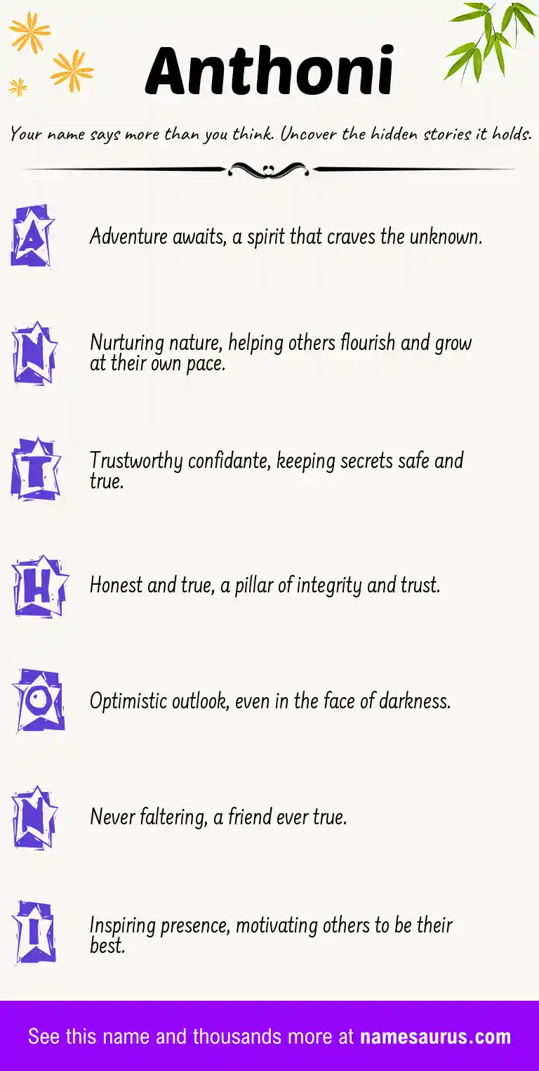 Acrostic poem about Anthoni.