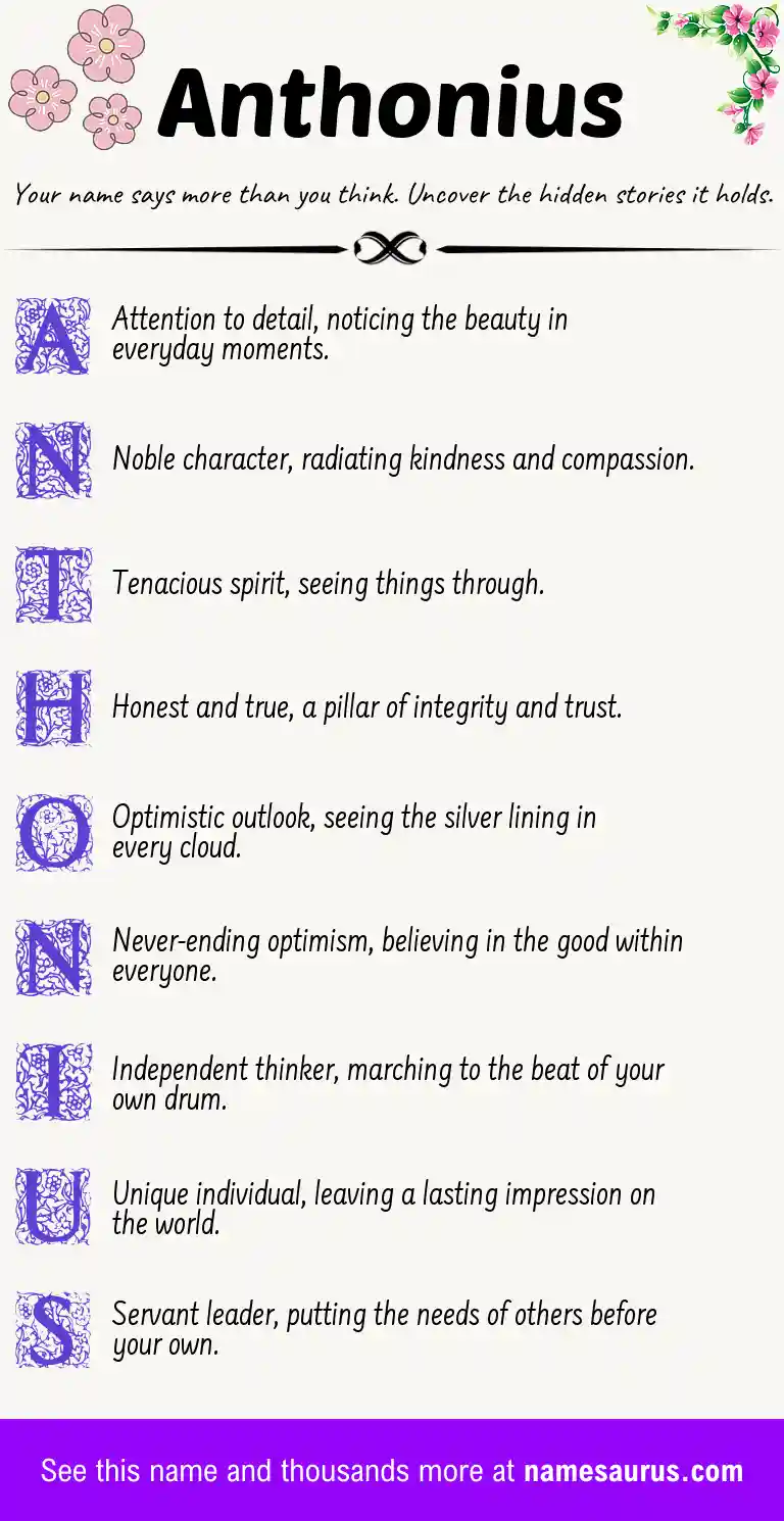 Acrostic poem about Anthonius.