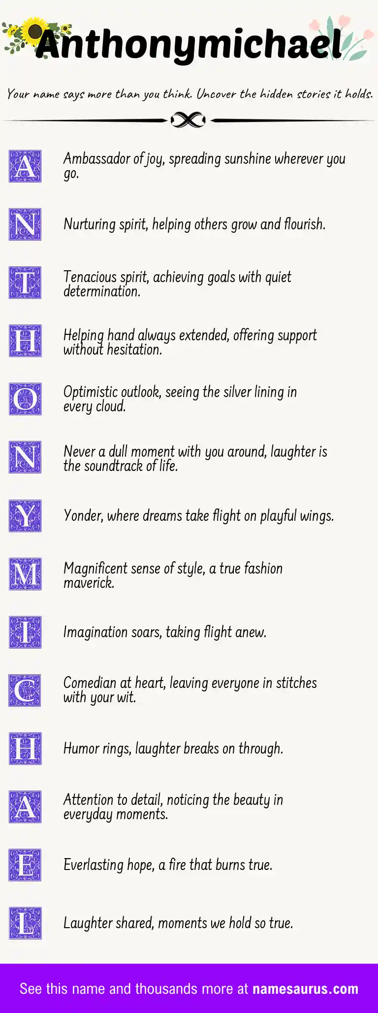 Acrostic poem about Anthonymichael.