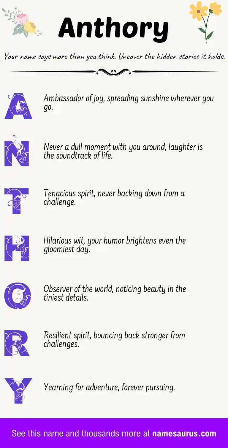 Acrostic poem about Anthory.