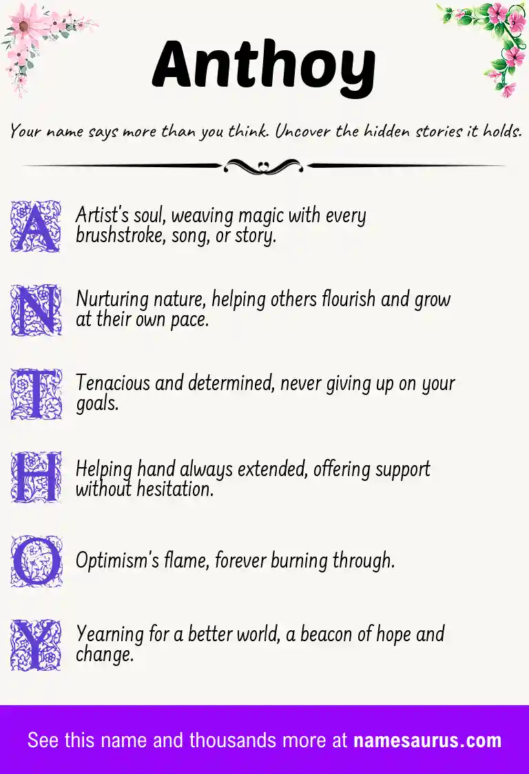 Acrostic poem about Anthoy.