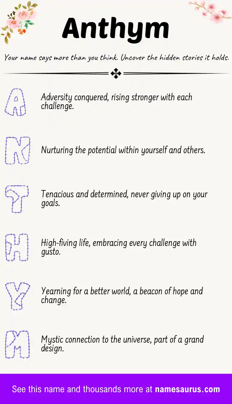Acrostic poem about Anthym.