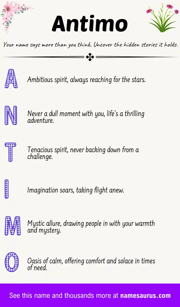 Acrostic poem about Antimo.
