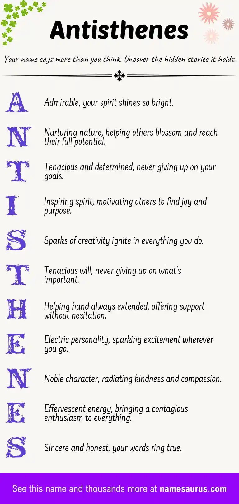 Acrostic poem about Antisthenes.