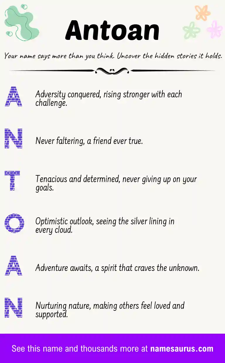 Acrostic poem about Antoan.