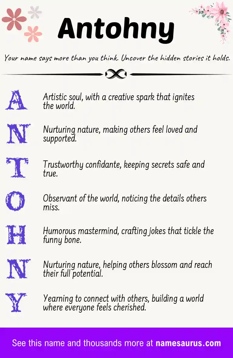 Acrostic poem about Antohny.