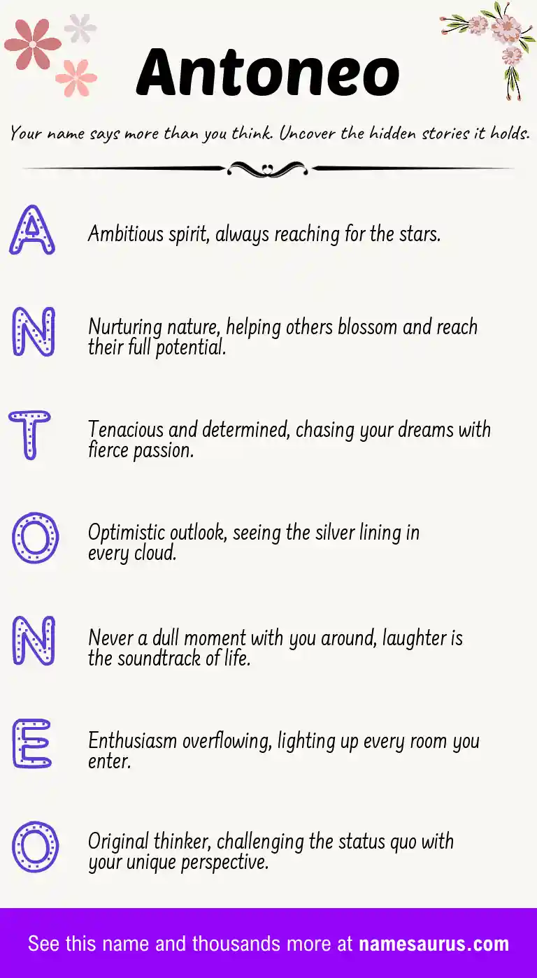 Acrostic poem about Antoneo.