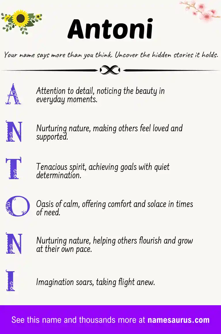 Acrostic poem about Antoni.