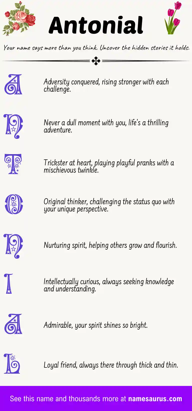 Acrostic poem about Antonial.