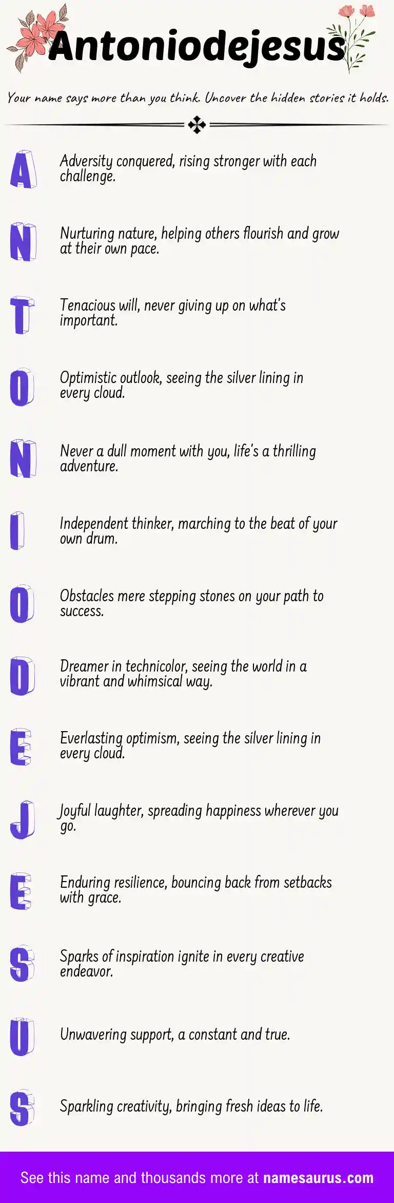 Acrostic poem about Antoniodejesus.