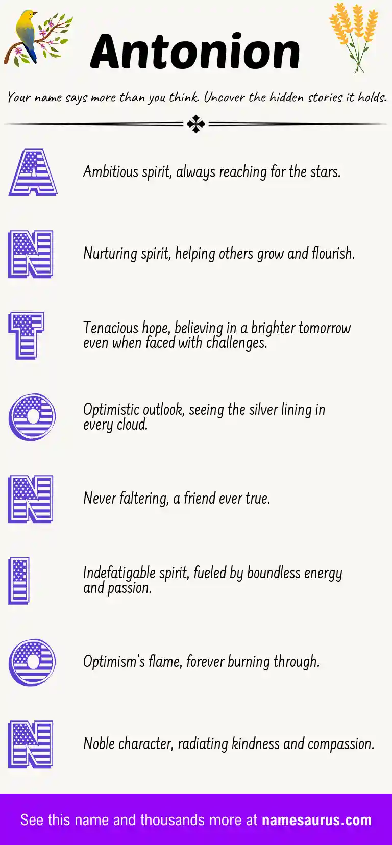 Acrostic poem about Antonion.