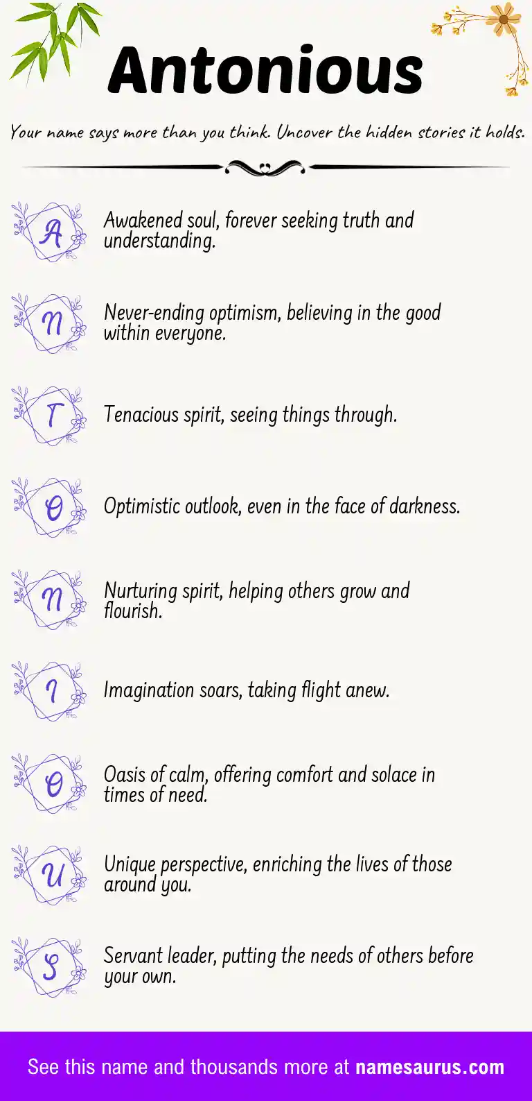 Acrostic poem about Antonious.