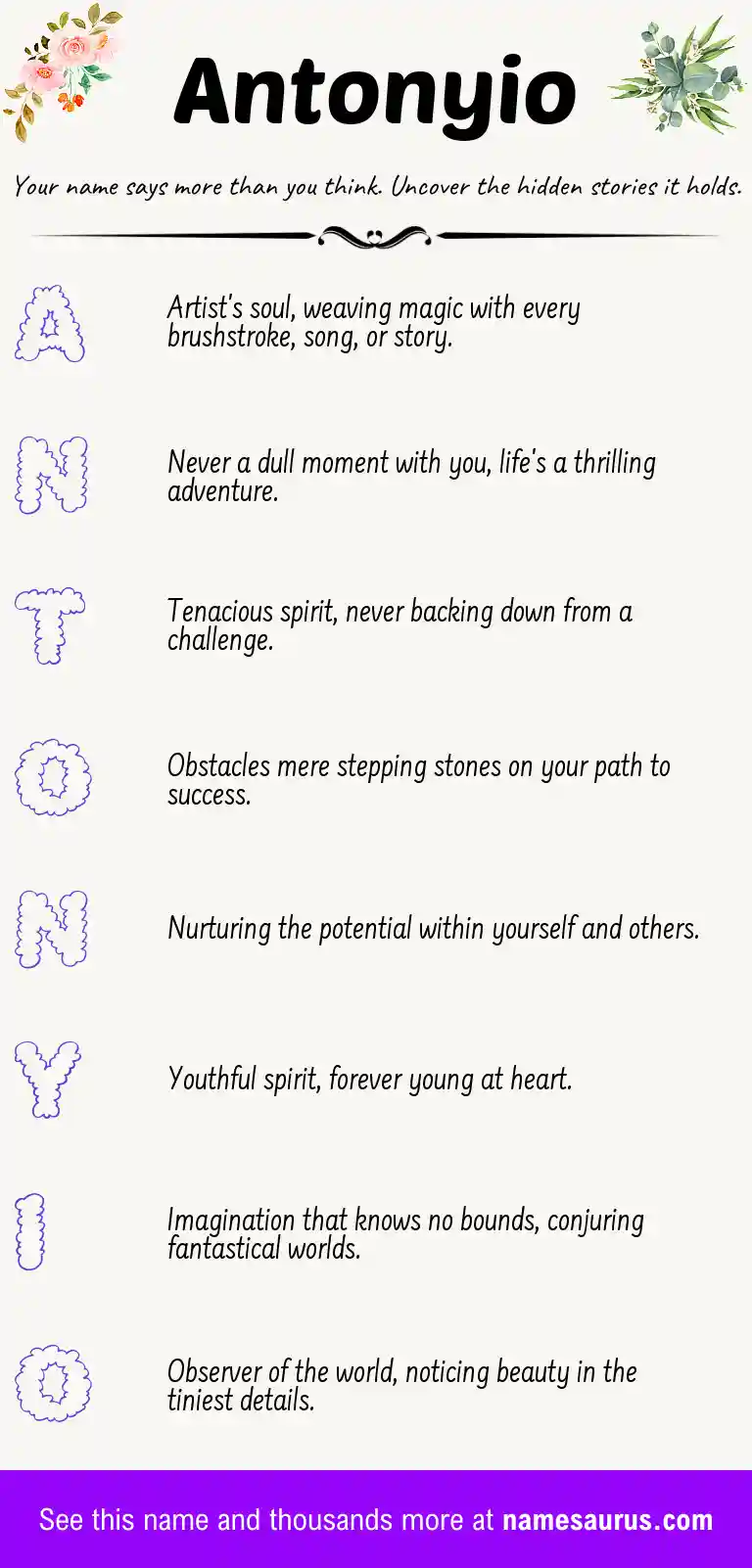 Acrostic poem about Antonyio.
