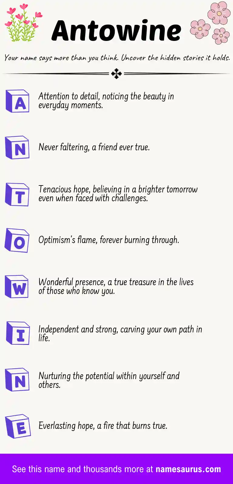 Acrostic poem about Antowine.