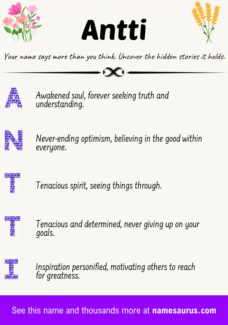 Acrostic poem about Antti.