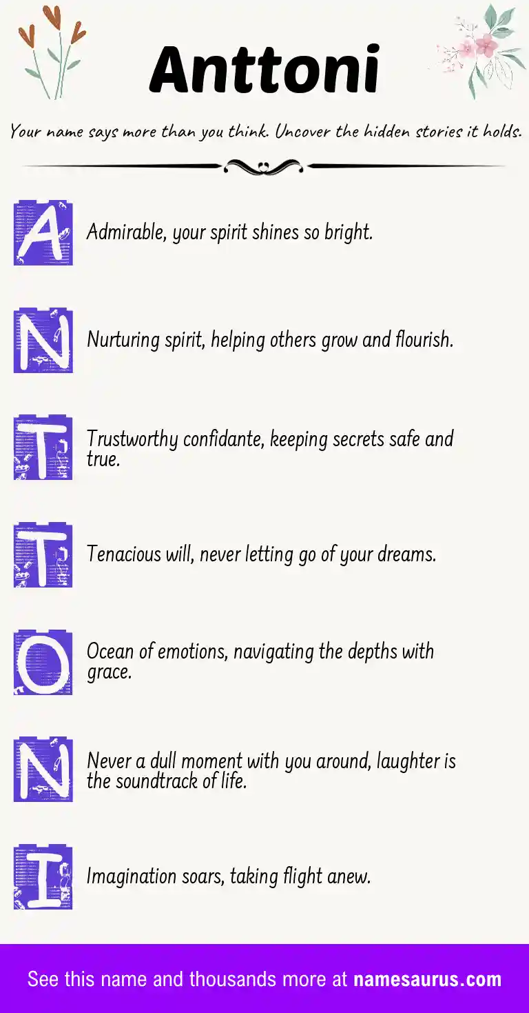 Acrostic poem about Anttoni.