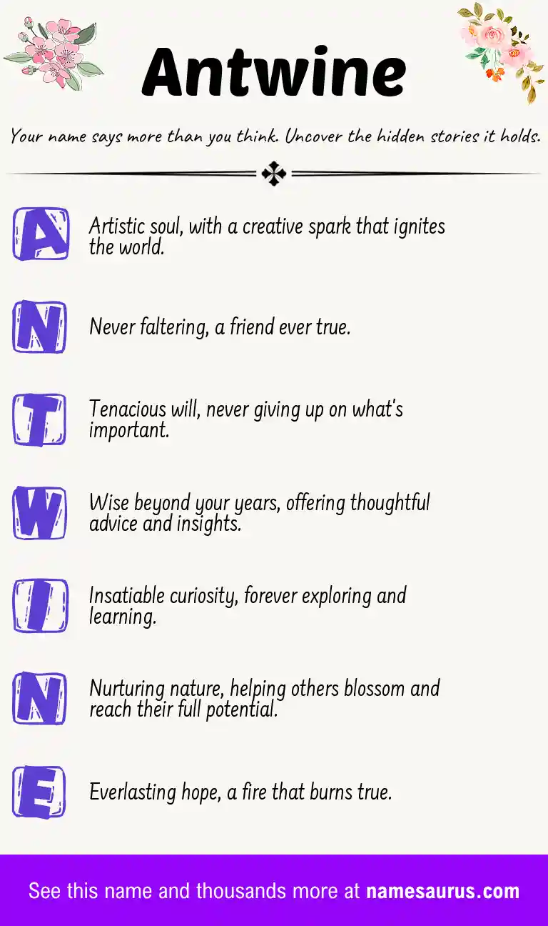 Acrostic poem about Antwine.