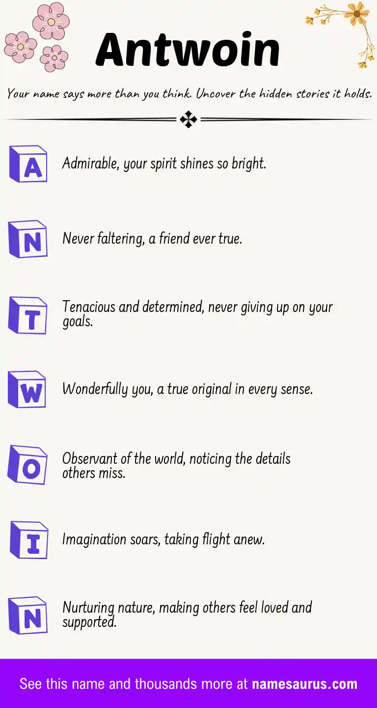 Acrostic poem about Antwoin.