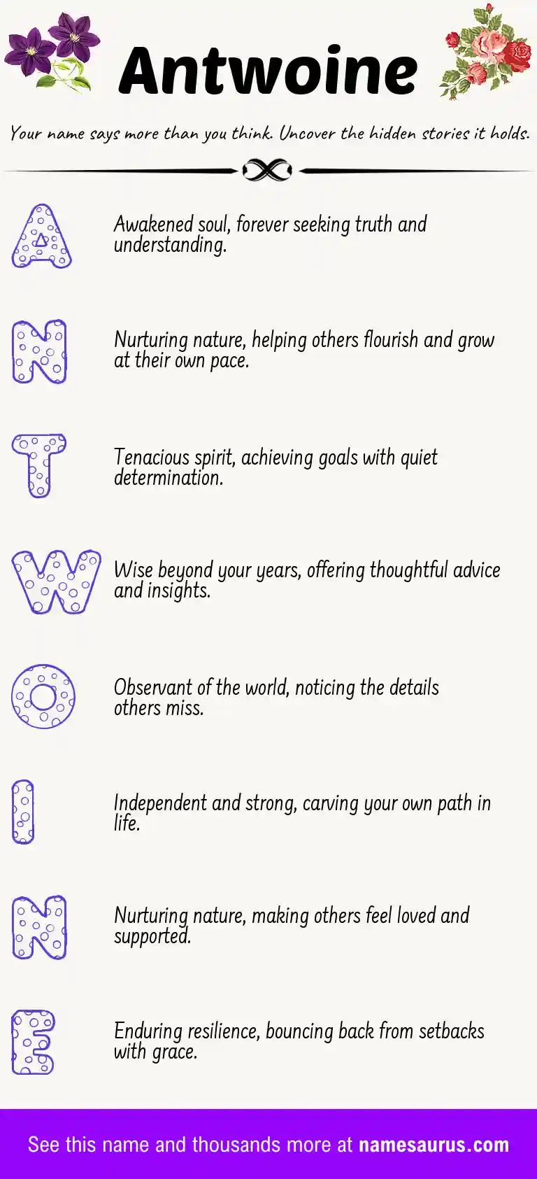 Acrostic poem about Antwoine.