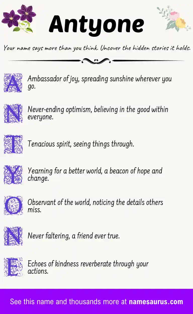 Acrostic poem about Antyone.