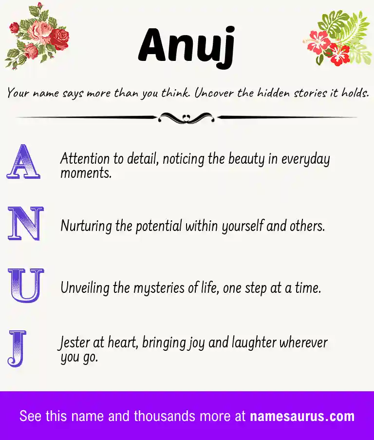 Acrostic poem about Anuj.