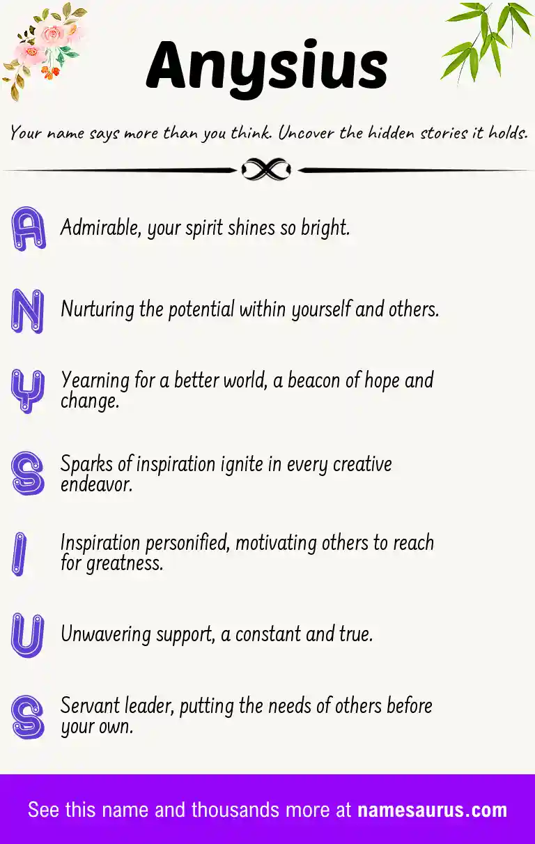 Acrostic poem about Anysius.