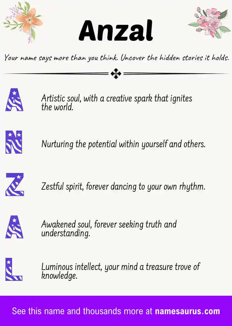 Acrostic poem about Anzal.