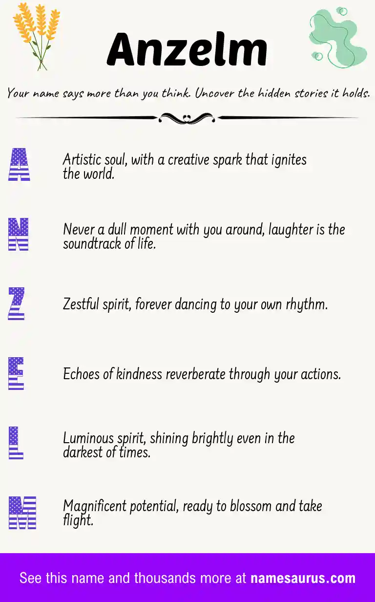 Acrostic poem about Anzelm.