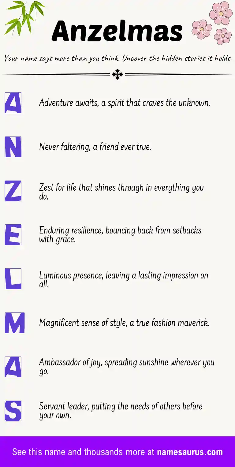 Acrostic poem about Anzelmas.