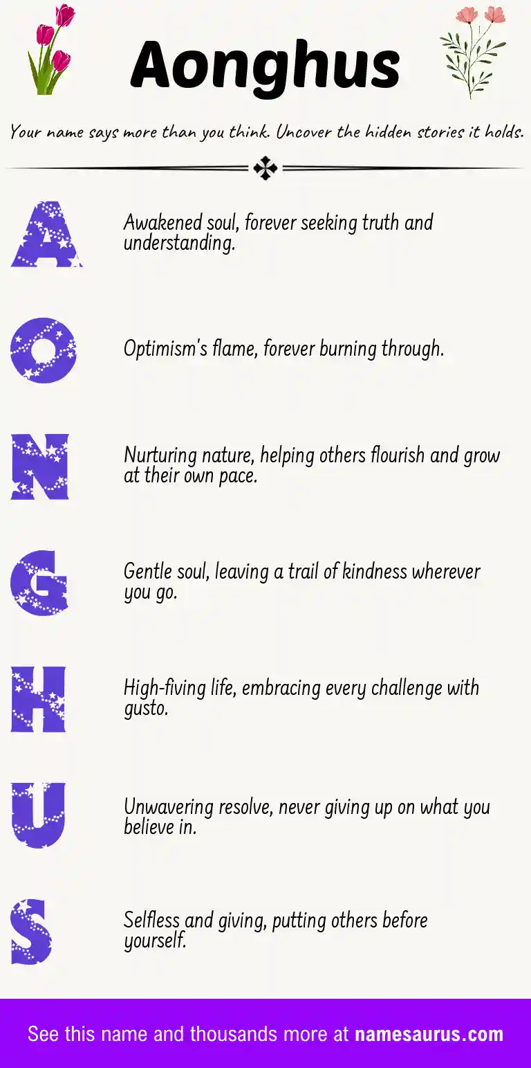 Acrostic poem about Aonghus.