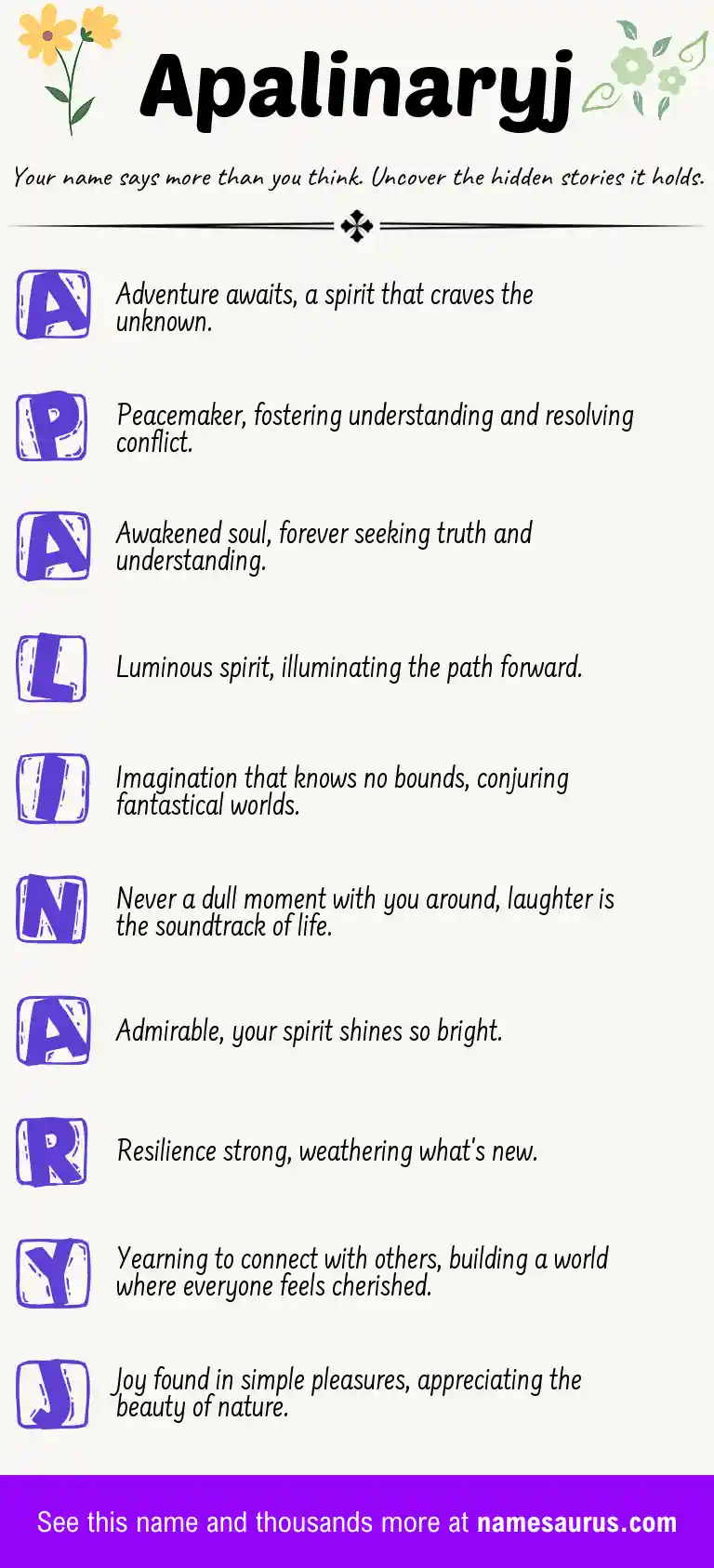 Acrostic poem about Apalinaryj.